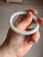 Load image into Gallery viewer, 53.5mm certified 100% natural Type A light green/white/ round cut jadeite jade bangle BS10-9563