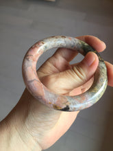 Load image into Gallery viewer, 53.3mm 100% natural pink brown black chubby round cut rose stone (Rhodonite)bangle SY121