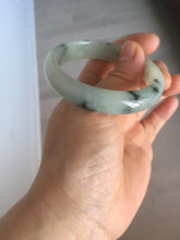 Load image into Gallery viewer, 51.5mm certified Type A 100% Natural icy watery light green white oval Jadeite Jade bangle BS65-7412