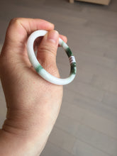Load image into Gallery viewer, 49mm certified 100% natural Type A dark green white camouflage color oval round cut jadeite jade bangle BG81-3935
