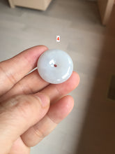 Load image into Gallery viewer, 25-33mm Type A 100% Natural light green white Jadeite Jade Safety Guardian Button donuts Pendant group PC107