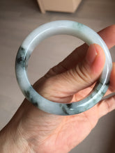 Load image into Gallery viewer, 53mm Certified Type A 100% Natural green white with green floating flowers Jadeite Jade bangle AM97-2725