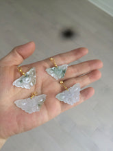 Load image into Gallery viewer, 100% Natural icy watery light green/white 3D Jadeite Jade butterfly pendant AF16