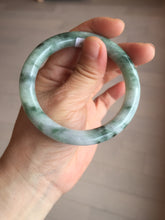 Load image into Gallery viewer, 56mm certified 100% natural Type A light green/white with green floating flowers round cut jadeite jade bangle BS92-6607