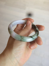 Load image into Gallery viewer, 56.3mm certified 100% natural Type A dark green/purple  jungle camouflage color jadeite jade bangle AX77-5285