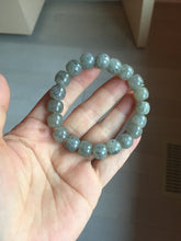 Load image into Gallery viewer, 9/10mm 100% Natural icy black sesame paste(冰芝麻糊青花) vintage style nephrite Jade bead bracelet group HN31