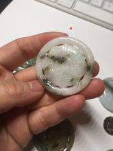 Load image into Gallery viewer, 100% natural type A light green dark green jadeite jade the eight trigrams (Bagua,八卦) pendant group F155