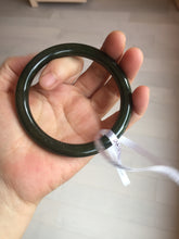 Load image into Gallery viewer, 60.2mm certified 100% Natural dark green/black round cut nephrite Jade(碧玉) bangle HN14-0140