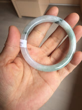 Load image into Gallery viewer, 53.3mm Certified Type A 100% Natural light green purple with green floating flowers round cut Jadeite bangle PB169-4722
