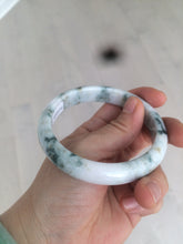 Load image into Gallery viewer, 59.8mm Certificated Type A 100% Natural White purple with green floating flowers Jadeite Jade bangle G110-9508
