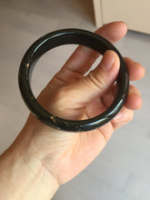 Load image into Gallery viewer, 60.4mm 100% Natural dark green/black meteorite Stellar Night sky broad style nephrite Jade bangle HF117-1025