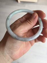 Load image into Gallery viewer, 58mm certified 100% natural type A light green/purple with green fly flowers round cut jadeite jade bangle BN55-3123