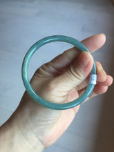 Load image into Gallery viewer, 58.5mm Certified Type A 100% Natural light green/blue/gray Guatemala slim round cut Jadeite bangle PD74-8134