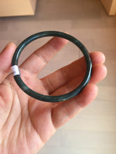 Load image into Gallery viewer, 59.5mm Certified Type A 100% Natural dark green/blue/gray with Guatemala slim round cut Jadeite bangle BG201-8853