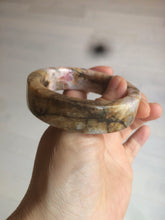 Load image into Gallery viewer, 54.9mm 100% natural pink/black time series(时光系列) rose stone (Rhodonite)square bangle XY83