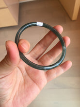 Load image into Gallery viewer, 58.5mm Certified Type A 100% Natural icy watery light green/blue/gray Guatemala slim round cut Jadeite bangle BG94-2498