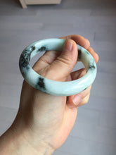 Load image into Gallery viewer, 53mm certified 100% natural Type A green white with green floating flowers jadeite bangle PD157-6246