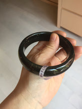 Load image into Gallery viewer, 61.9mm 100% Natural dark green/black meteorite Stellar Night sky nephrite bangle HN29-7604