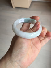 Load image into Gallery viewer, 52mm certified type A 100% Natural green/white oval jadeite jade bangle BK125-0256