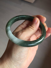 Load image into Gallery viewer, 57.5mm Certified Type A 100% Natural oily dark green(老油青)/gray Jadeite bangle BG228-0397