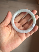 Load image into Gallery viewer, 54mm certificated Type A 100% Natural light green/white round cut Jadeite Jade bangle BK70-9864