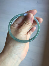 Load image into Gallery viewer, 59mm Certified Type A 100% Natural light green/blue/gray with flying snow Guatemala slim round cut Jadeite bangle PD64-1482