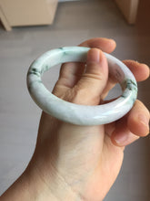 Load image into Gallery viewer, 57.7mm certified 100% natural green/purple/brown(Fu Lu SHOU) with green floating flowers jadeite jade bangle PD141-6311