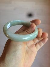 Load image into Gallery viewer, 52.5 mm Certified Type A 100% Natural light green/gray Jadeite Jade oval bangle AZ70-0363