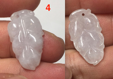 Load image into Gallery viewer, 100% natural type A icy watery white purple green jadeite jade  leaf pendant group F157