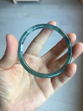 Load image into Gallery viewer, 59.5mm Certified Type A 100% Natural dark green/blue/gray with flying snow Guatemala slim round cut Jadeite bangle PD63-3387