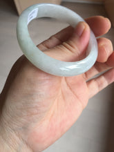Load image into Gallery viewer, 47.5mm certified 100% natural Type A icy watery green white  oval jadeite jade bangle BP46-9356