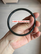 Load image into Gallery viewer, 55-63mm certified 100% Natural dark green black (青玉) slim round cut nephrite group Jade bangle HT106