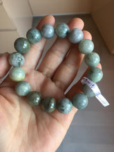 Load image into Gallery viewer, 13.2mm 100% natural type A dark green gray jadeite jade beads bracelet group AT103