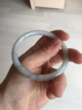 Load image into Gallery viewer, 58mm certified 100% natural type A light green/purple with green fly flowers round cut jadeite jade bangle BN55-3123