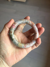 Load image into Gallery viewer, 53.3mm 100% natural pink brown black chubby round cut rose stone (Rhodonite)bangle SY121