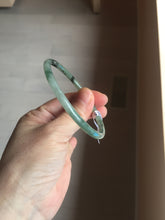 Load image into Gallery viewer, 56mm Certified Type A 100% Natural green/black/gray with dark green floating flowers slim round cut Jadeite bangle PD76-5745