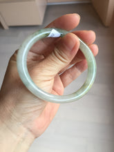 Load image into Gallery viewer, 52mm certified type A 100% Natural green/white with floating flowers slim oval jadeite jade bangle BP26-2670