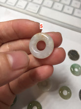 Load image into Gallery viewer, 16-19mm Type A 100% Natural icy watery sunny green white yellow Jadeite Jade safety Guardian ring bead set F134