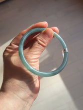Load image into Gallery viewer, 59.2mm Certified Type A 100% Natural icy watery deep sea dark green/purple/blue/gray/black slim round cut Guatemala Jadeite bangle AU75-3792