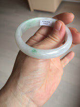 Load image into Gallery viewer, 47mm certified 100% natural Type A icy watery sunny green white oval jadeite jade bangle BP47-9362