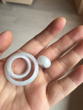 Load image into Gallery viewer, 33.6/23.5/14.7mm Type A 100% Natural light purple white Jadeite Jade concentric circle safety Guardian ring pendant set BK113