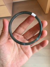 Load image into Gallery viewer, 58.5mm Certified Type A 100% Natural icy watery light green/blue/gray Guatemala slim round cut Jadeite bangle BG94-2498