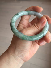 Load image into Gallery viewer, 56mm certified 100% natural Type A light green/white with green floating flowers round cut jadeite jade bangle BS92-6607