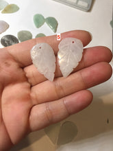Load image into Gallery viewer, 100% natural type A white purple green yellow jadeite jade leaf pair pendant/earring group BP156