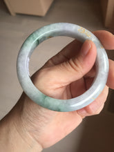 Load image into Gallery viewer, 55.4mm 100% Natural type A green purple white carved flowers and golden-painted Jadeite Jade bangle PB228-0264