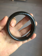 Load image into Gallery viewer, 60mm 100% Natural dark green/black meteorite Stellar Night sky broad style nephrite Jade bangle HF115-1247