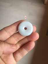 Load image into Gallery viewer, 25-33mm Type A 100% Natural light green white Jadeite Jade Safety Guardian Button donuts Pendant group PC107