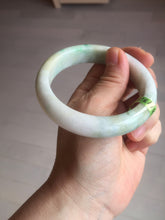 Load image into Gallery viewer, 58mm certificated Type A 100% Natural sunny green/white Jadeite Jade bangle E48-7904