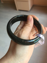 Load image into Gallery viewer, 60.3mm 100% Natural dark green/black meteorite Stellar Night sky nephrite bangle HN26-7598