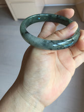 Load image into Gallery viewer, 56.8mm Certified 100% natural Type A oily dark green/gray (老油青) jadeite jade bangle PA78-6284